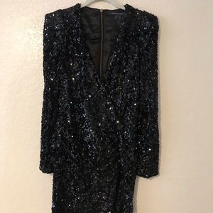 French Connection Sequin Long Sleeve Mini Dress